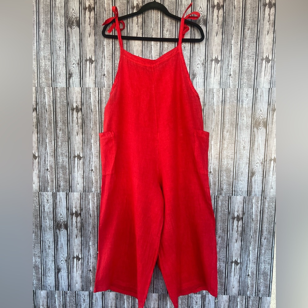 Meo meli 100% linen jumpsuit in red made‎ in Italy